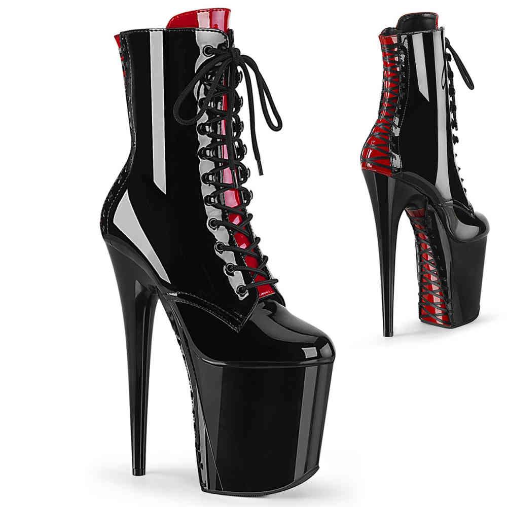 Pleaser - FLAMINGO1020FH Platform Boots, Pole dance shoes - Pole dance shoes - Black/Red Product image